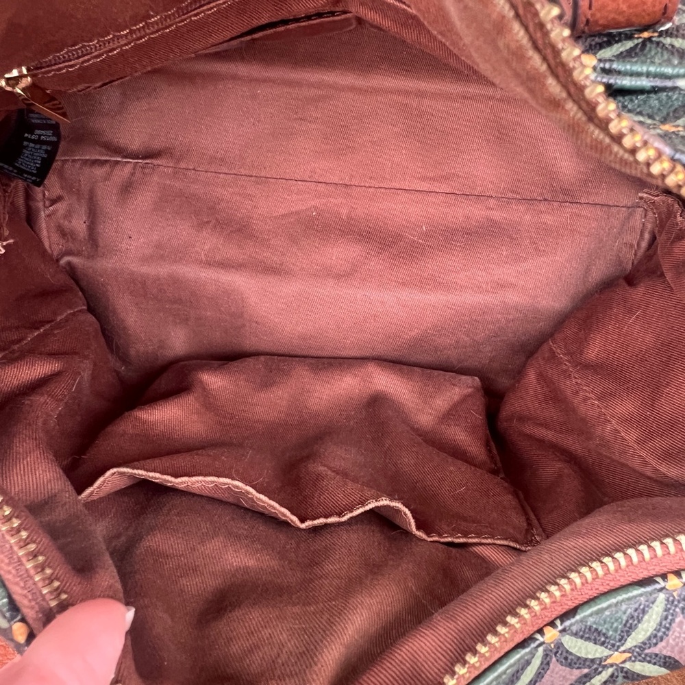 Fossil Green Print Bowler Bag With Matching Zip A… - image 7